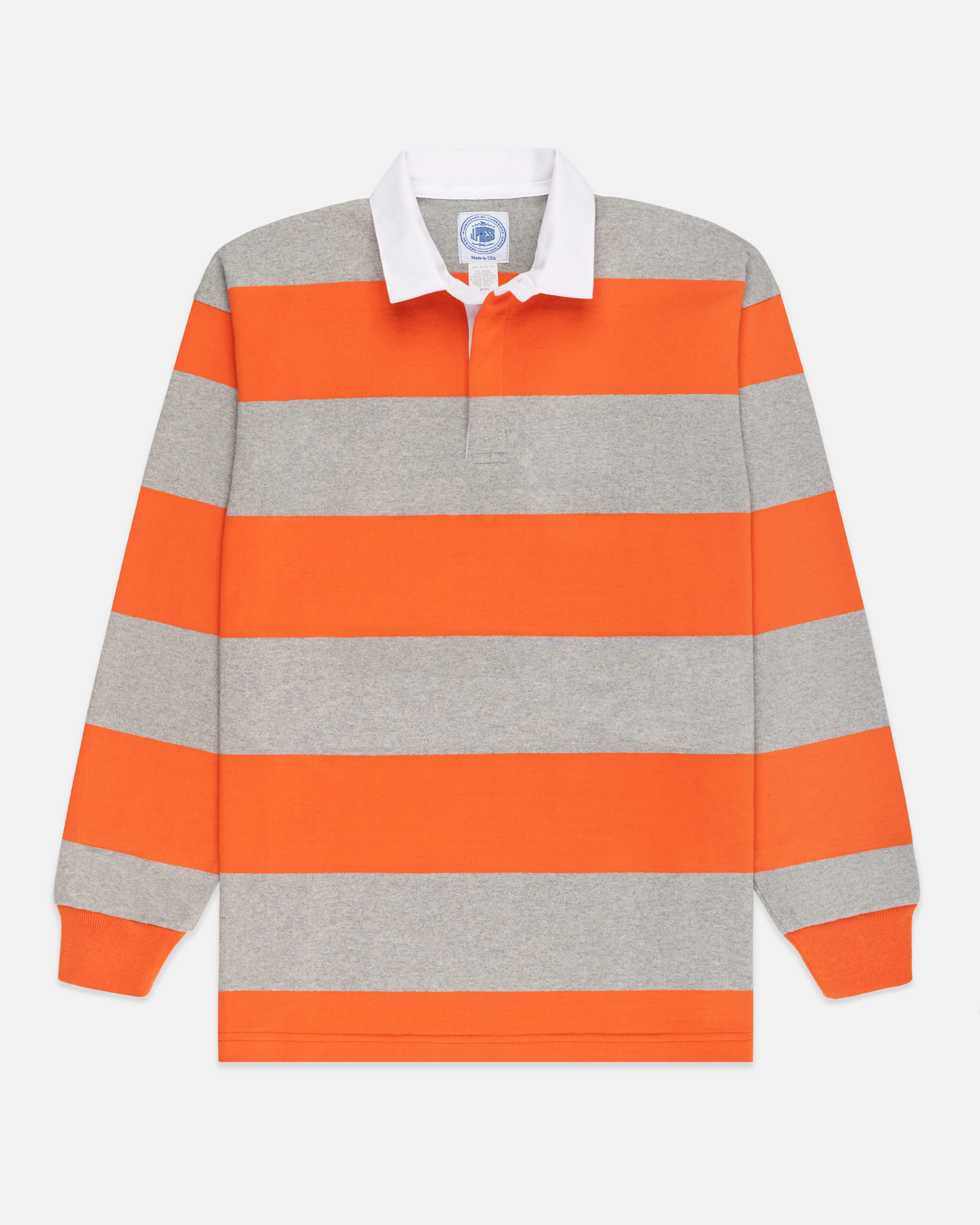 MAILLOT DE RUGBY À RAYURES CLASSIQUES - ORANGE/GRIS