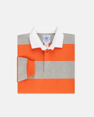 MAILLOT DE RUGBY À RAYURES CLASSIQUES - ORANGE/GRIS