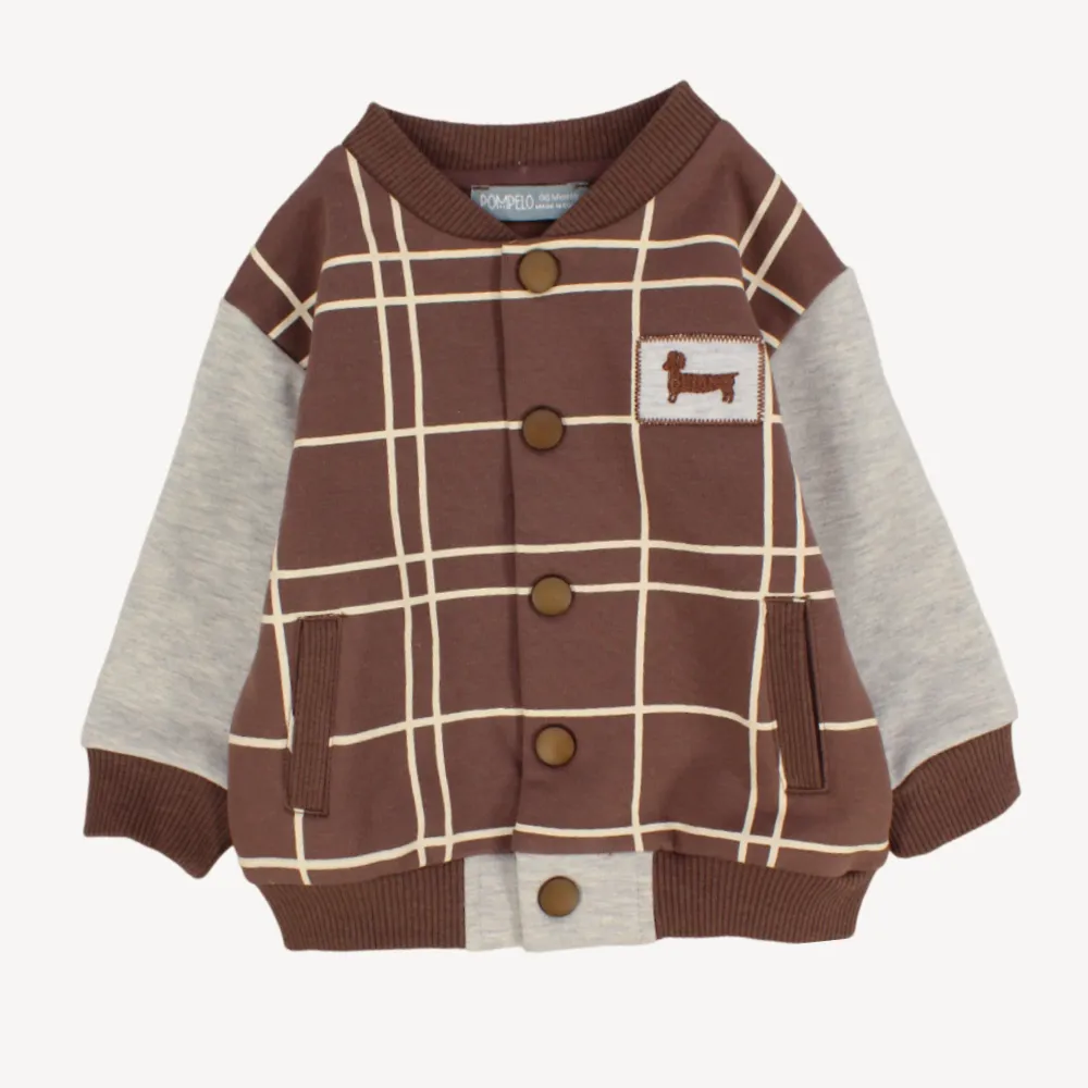 Veste à carreaux café à manches longues