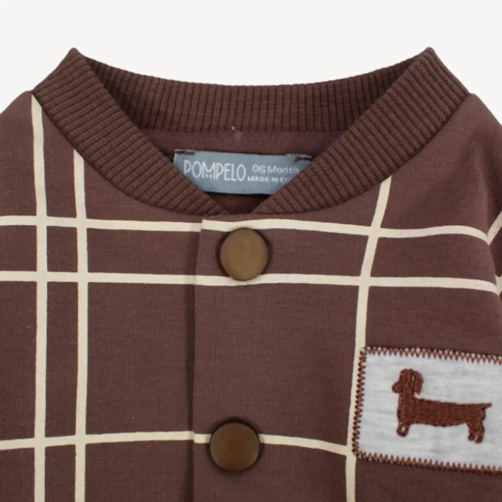 Veste à carreaux café à manches longues