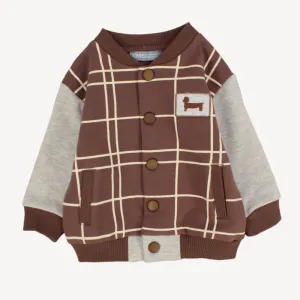 Veste à carreaux café à manches longues