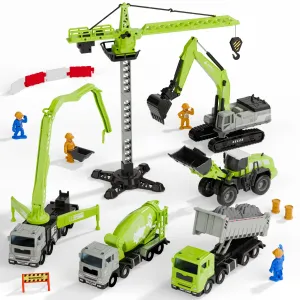 Jouets de Construction Camion pour Garçons de 3 à 5 Ans, Ensemble de Véhicules Grue Pelleteuse Chargeuse Camion de Remorquage Bulldozer Chariot Élévateur