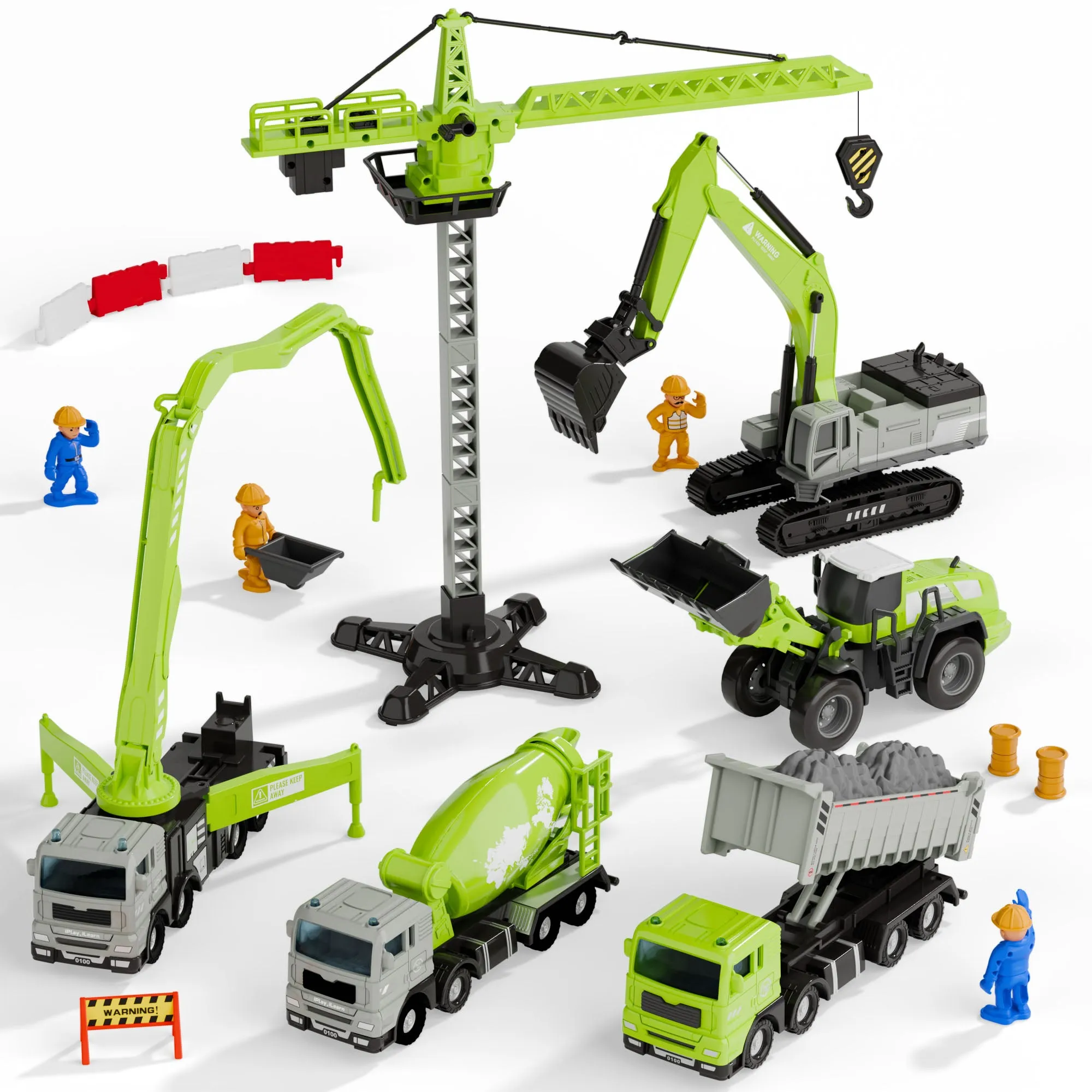 Jouets de Construction Camion pour Garçons de 3 à 5 Ans, Ensemble de Véhicules Grue Pelleteuse Chargeuse Camion de Remorquage Bulldozer Chariot Élévateur