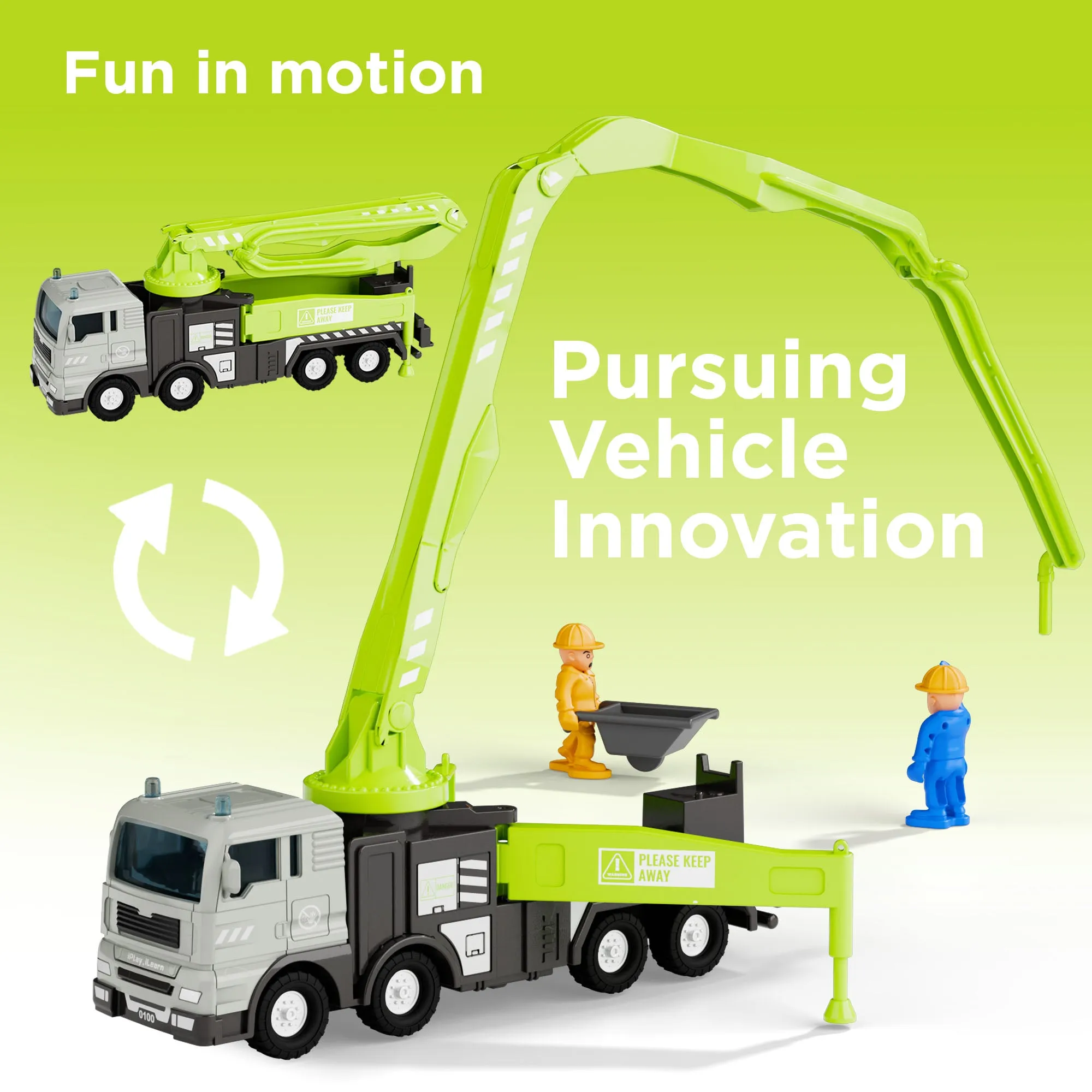 Jouets de Construction Camion pour Garçons de 3 à 5 Ans, Ensemble de Véhicules Grue Pelleteuse Chargeuse Camion de Remorquage Bulldozer Chariot Élévateur