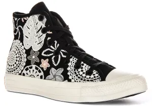 Converse A07536C Chaussures pour Femme à Motifs Floraux Crochetés en Noir