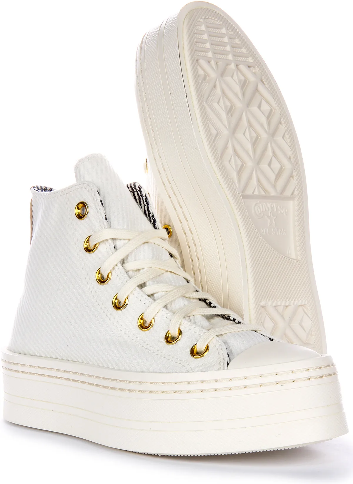 Converse All Star Modern Lift A07204C en Chaussures Blanc Or Converse