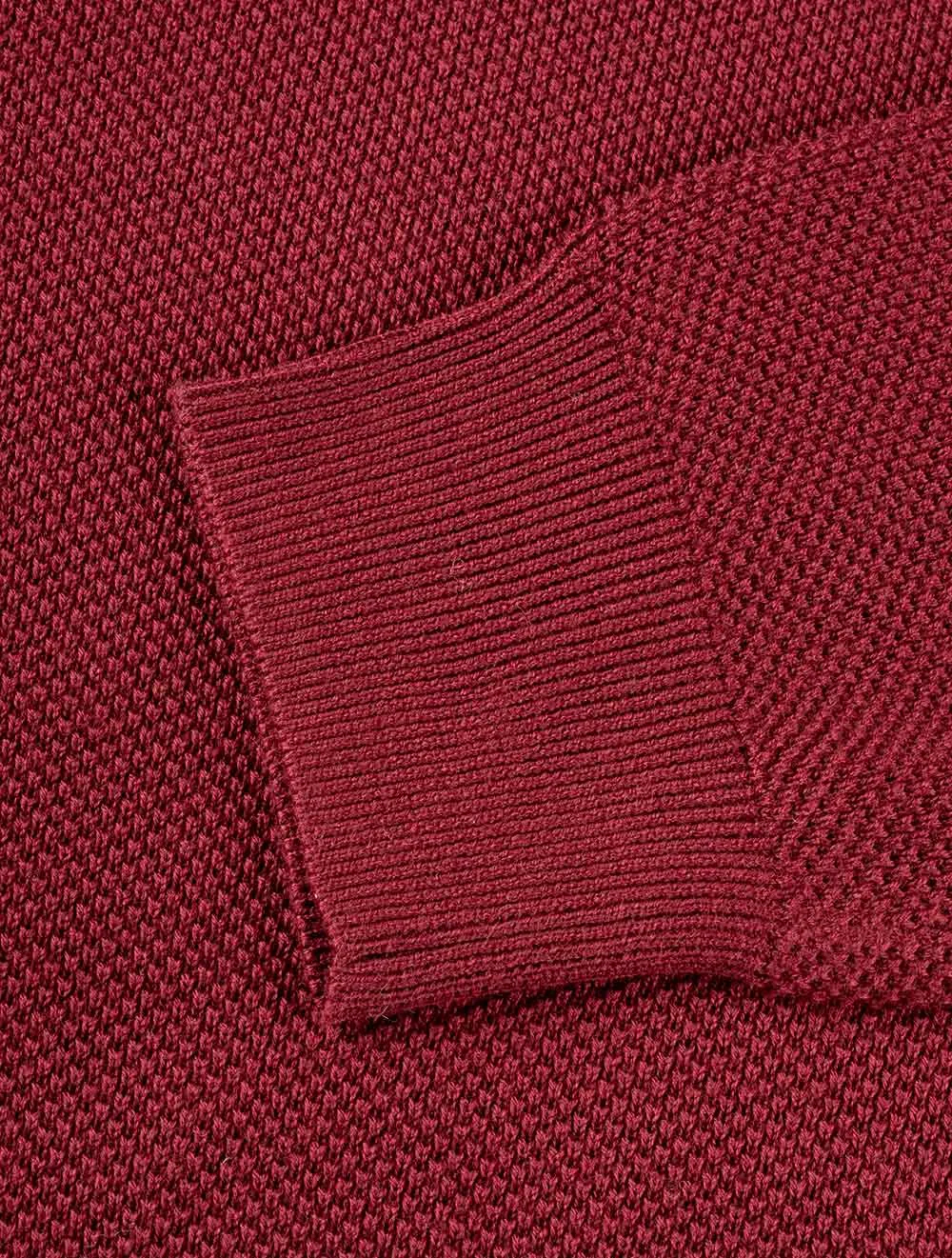 Pull col rond en coton piqué Rouge Cabernet