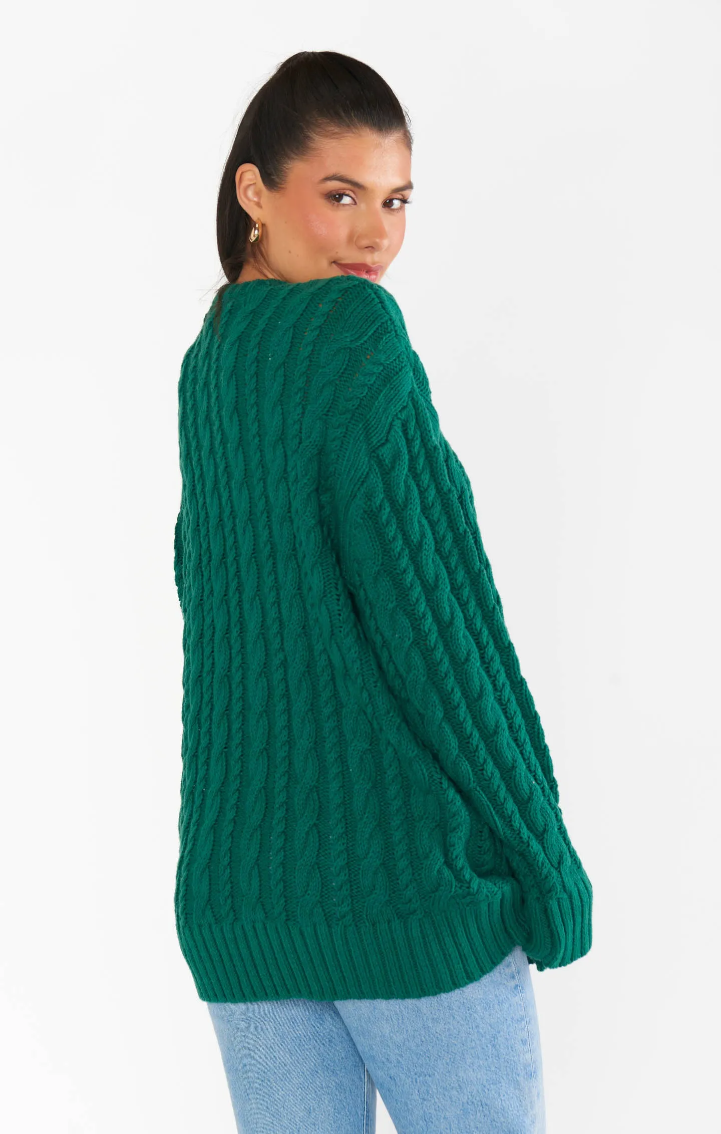 Pull tunique quotidien ~ Maille torsadée émeraude