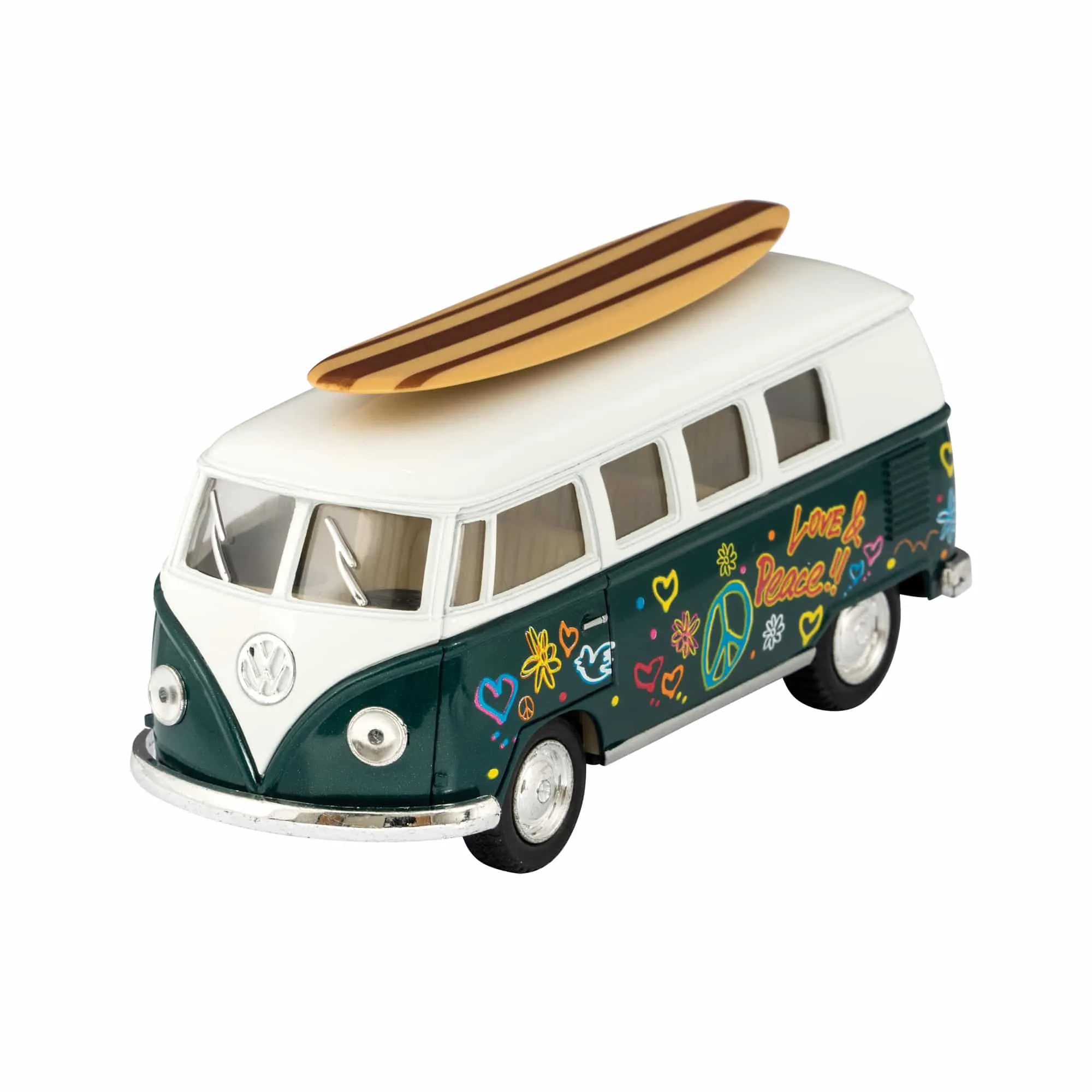 Bus VW Diecast 1962 avec planche de surf (unitaire) - Couleurs assorties