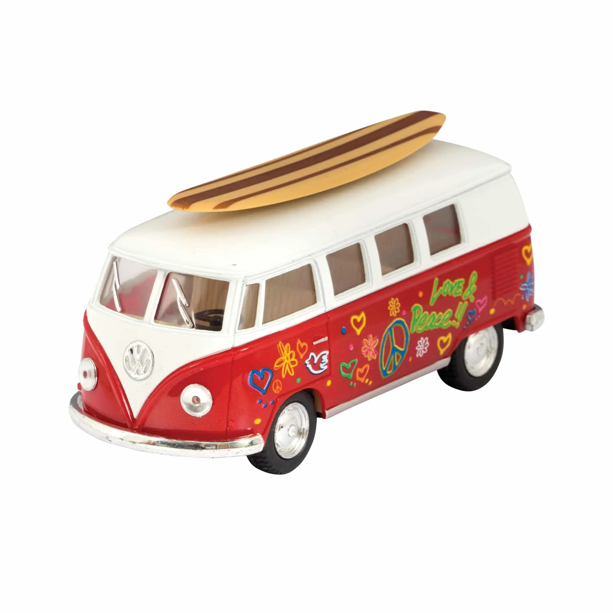 Bus VW Diecast 1962 avec planche de surf (unitaire) - Couleurs assorties