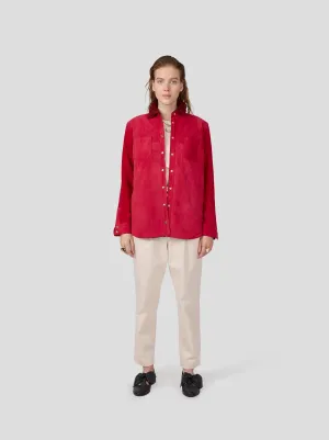 Dori surchemise en suédine fuchsia