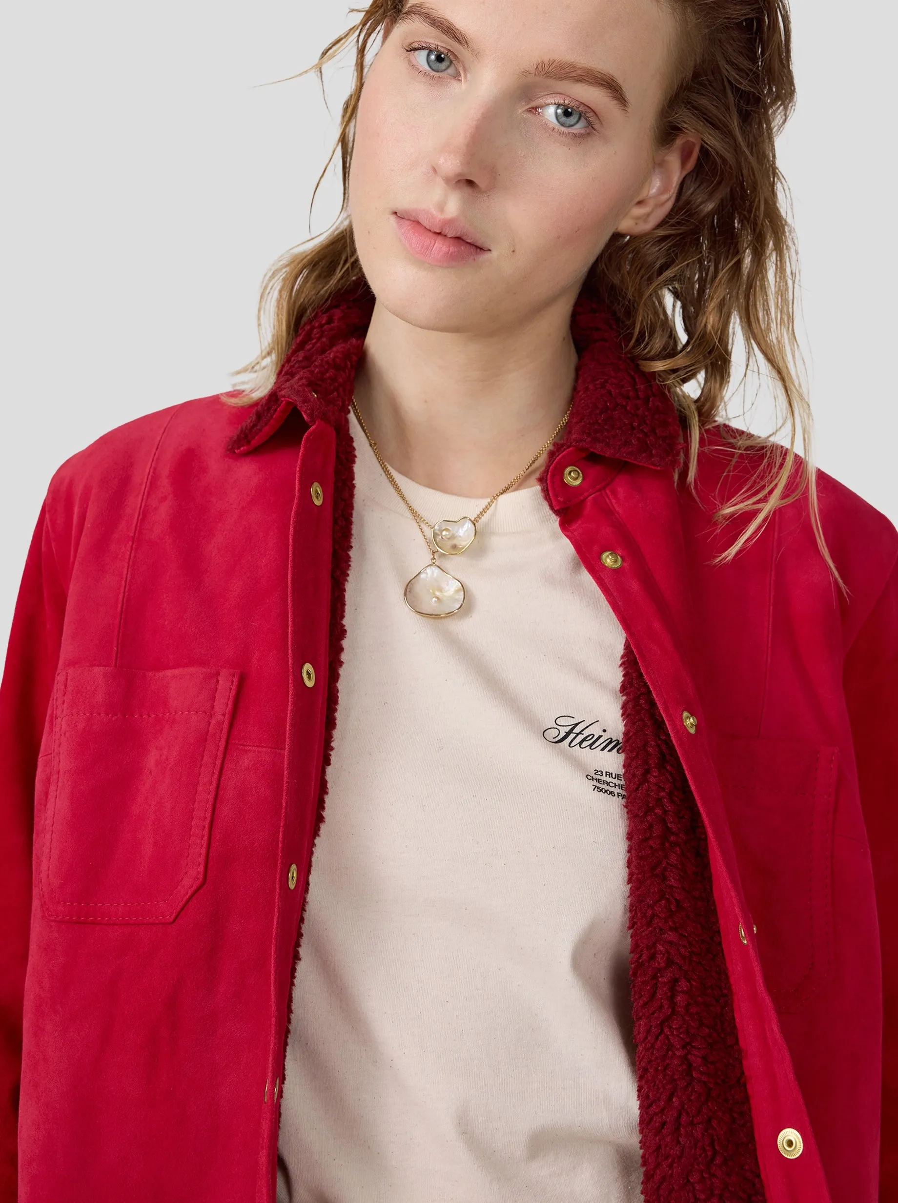 Dori surchemise en suédine fuchsia