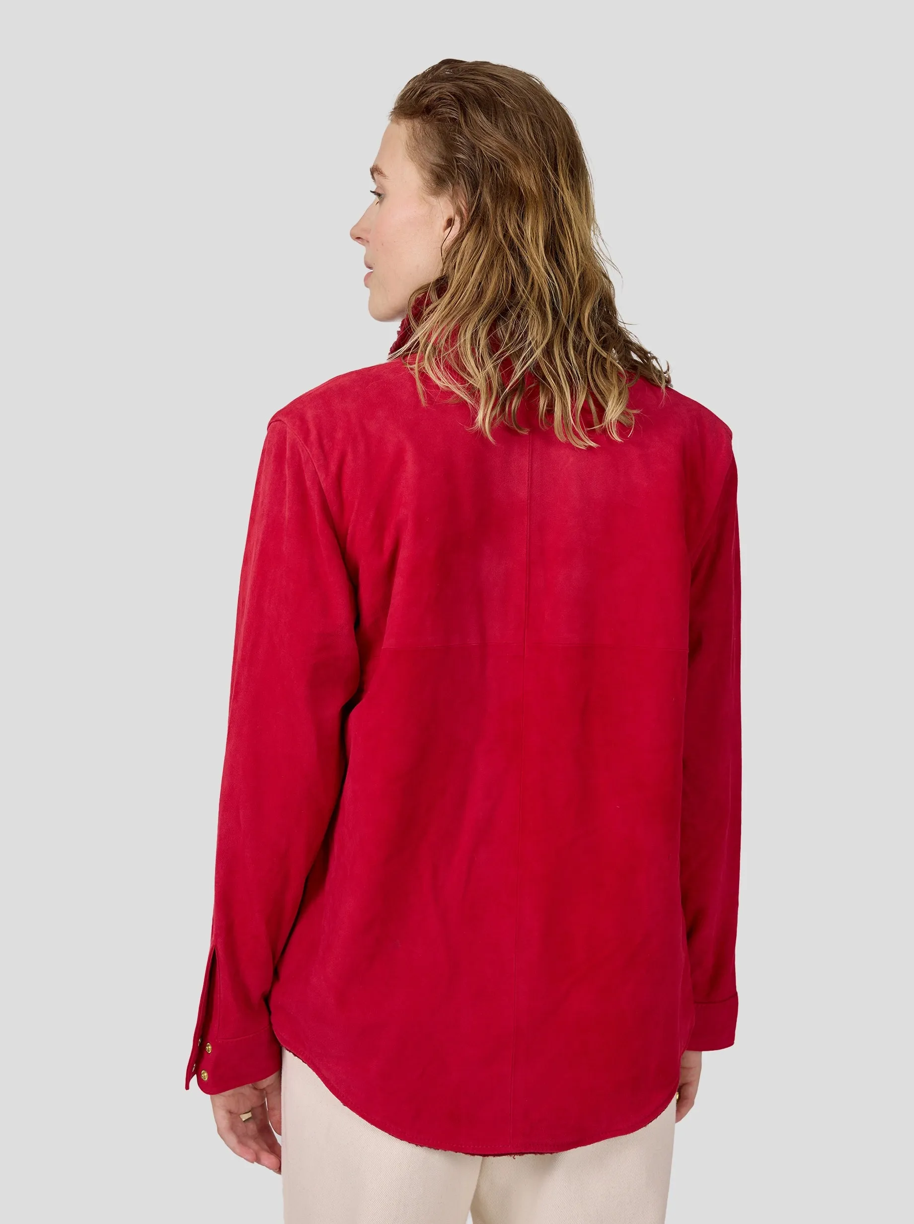 Dori surchemise en suédine fuchsia