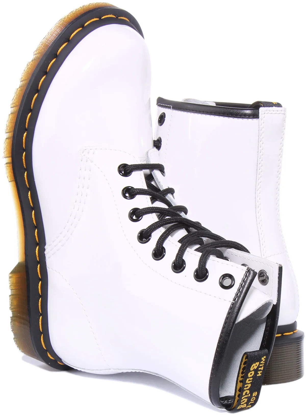 Dr Martens 1460 W En Blanc Verni Pour Femme Chaussures Dr Martens