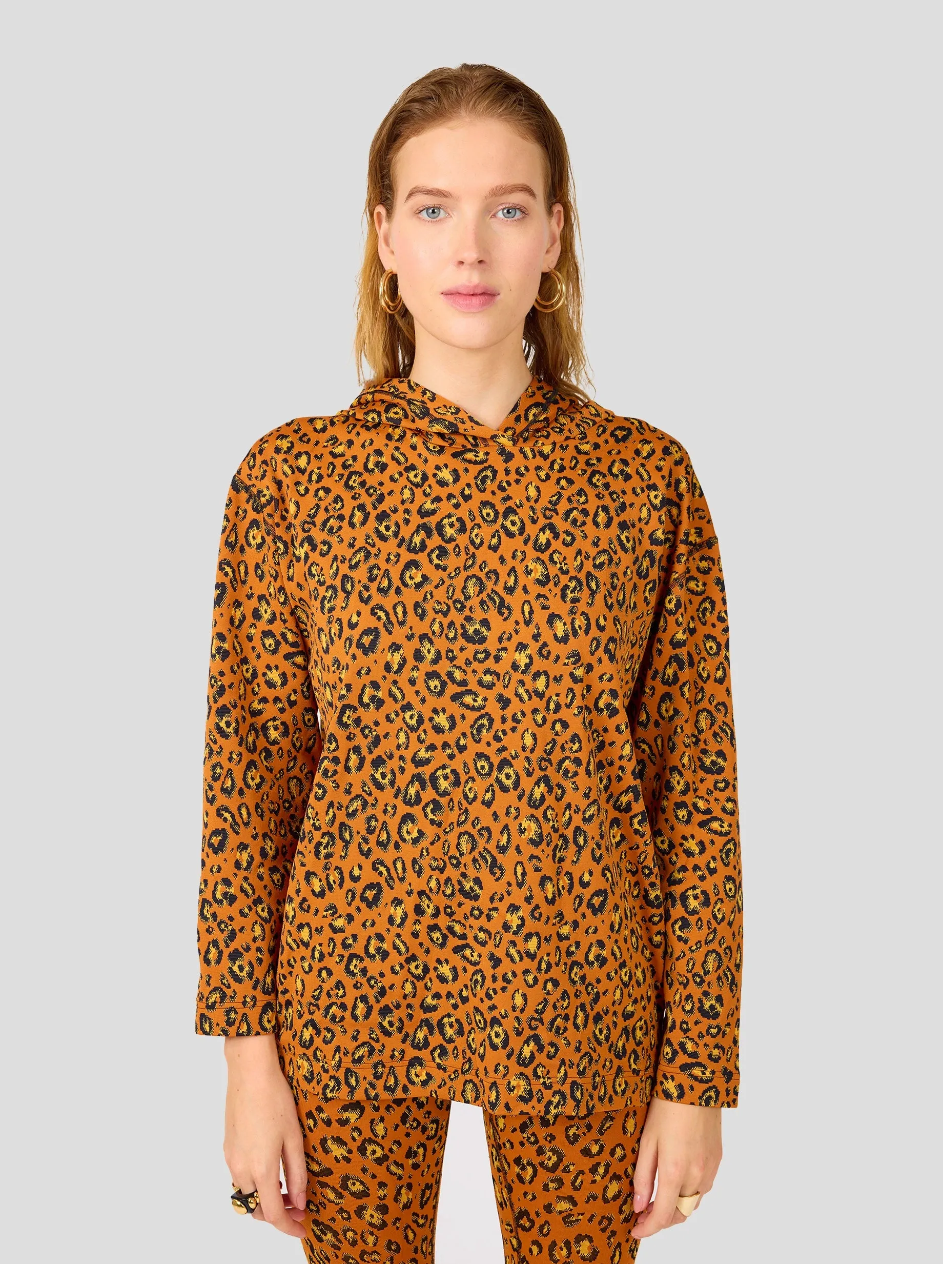 Pull Drew en jersey léopard ocre