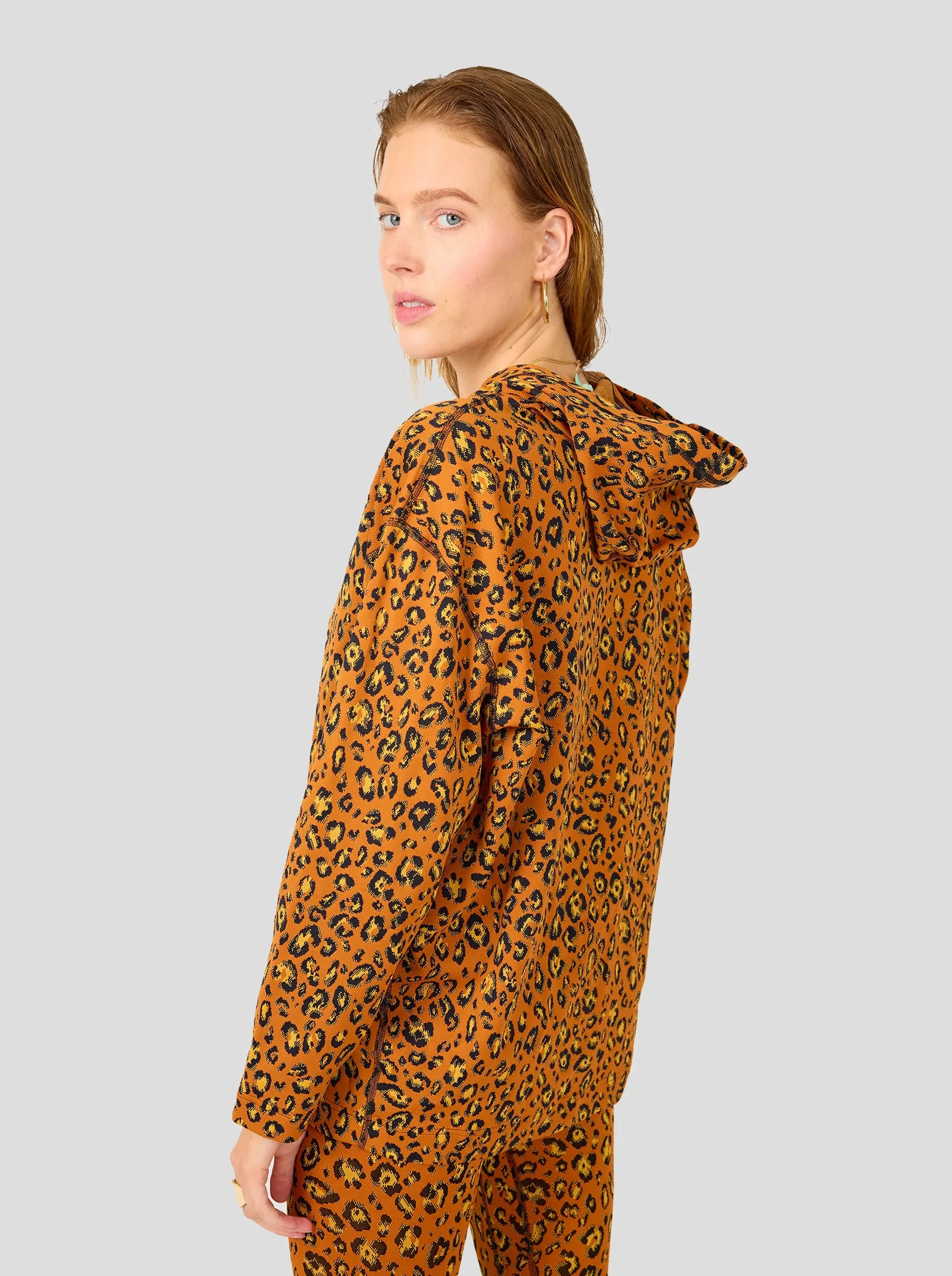Pull Drew en jersey léopard ocre