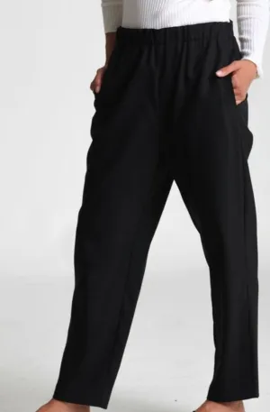 PANTALON TIRELLE ELLE EN LAINE ÉLASTIQUE ITALIENNE