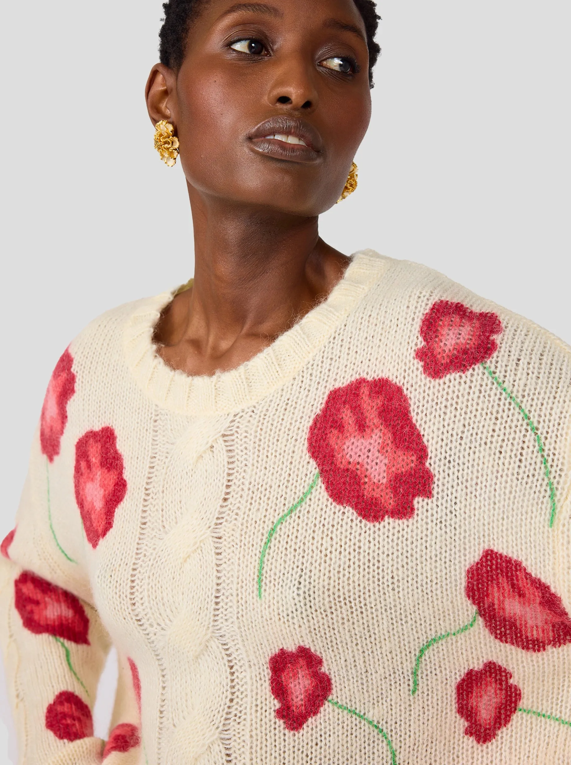 Pull Ellis en maille Poppy blanc