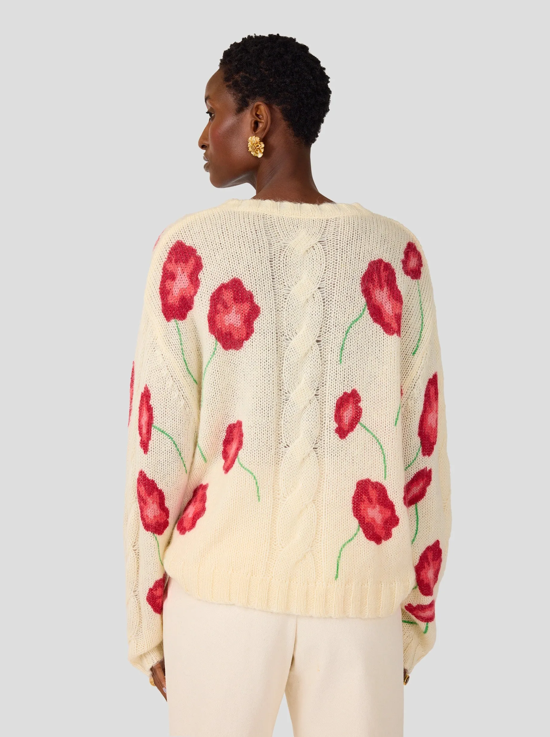 Pull Ellis en maille Poppy blanc