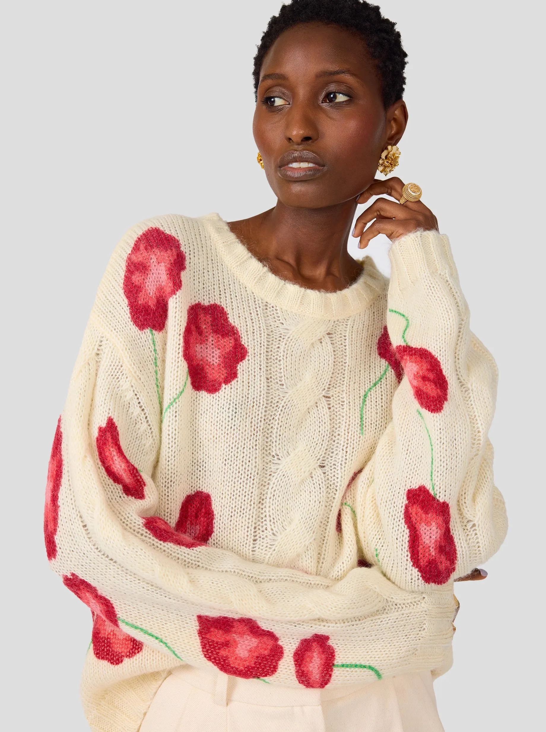 Pull Ellis en maille Poppy blanc