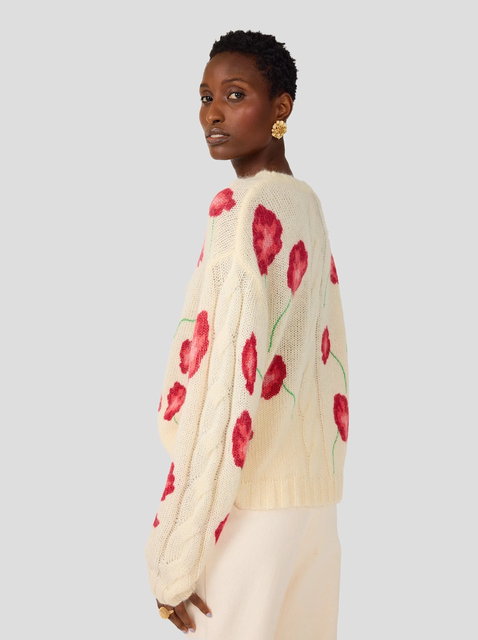 Pull Ellis en maille Poppy blanc