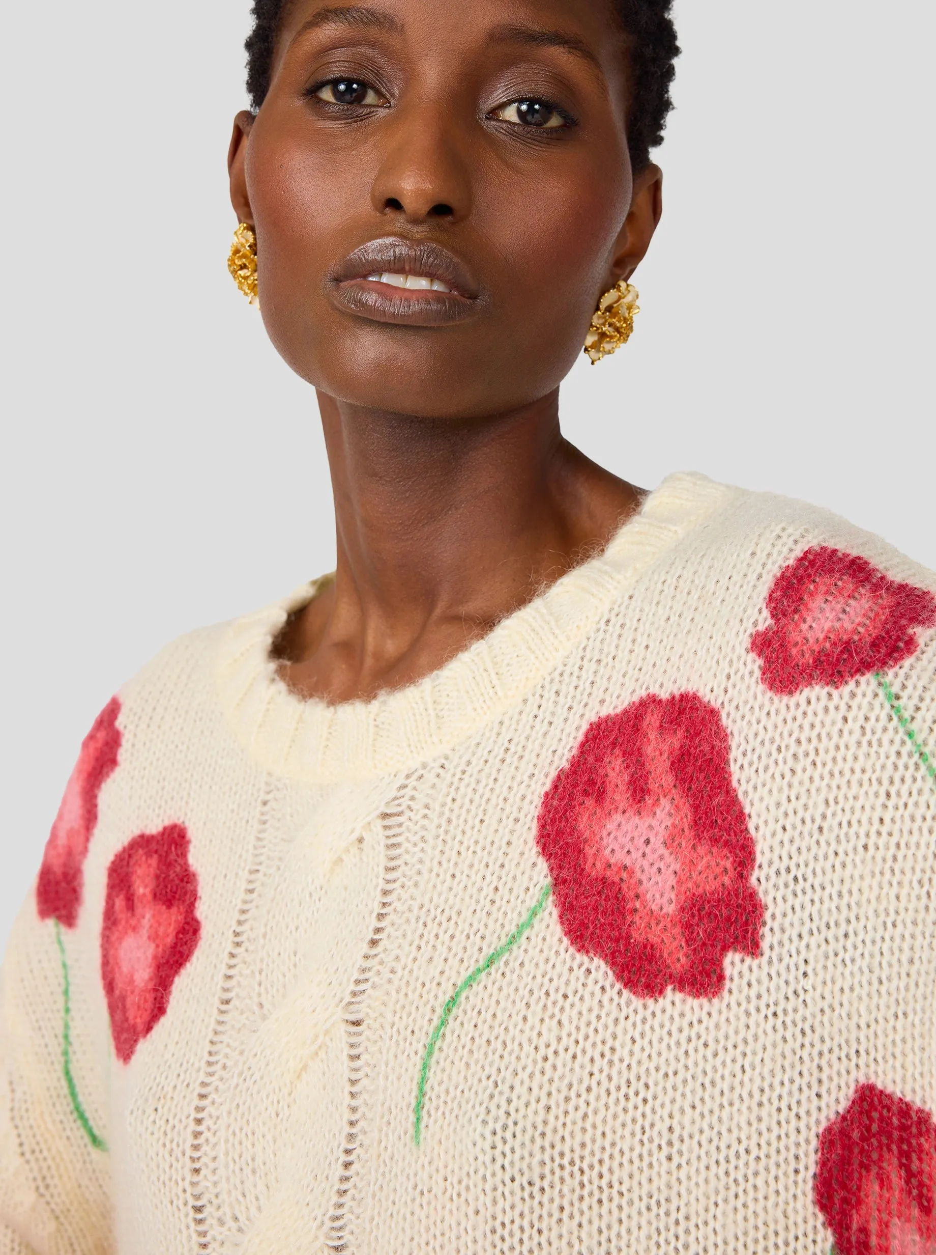 Pull Ellis en maille Poppy blanc