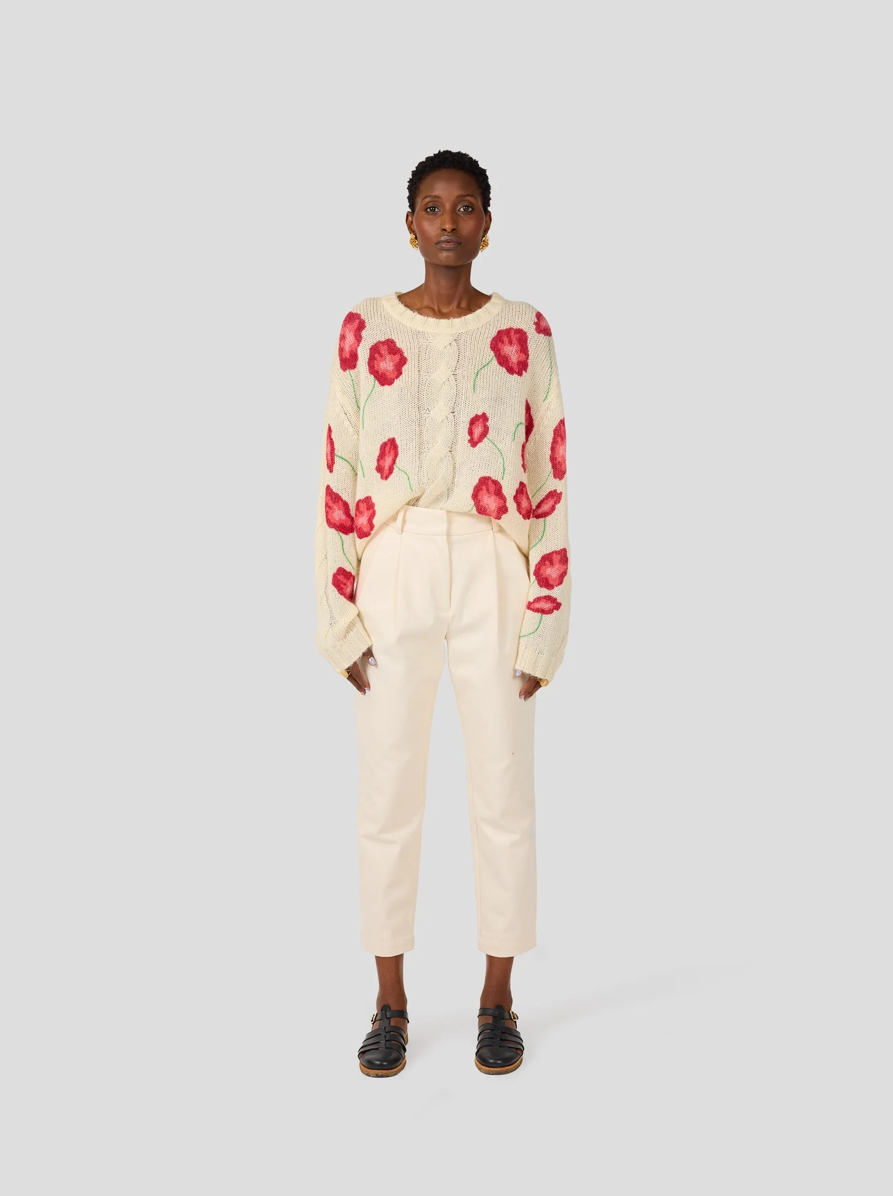 Pull Ellis en maille Poppy blanc