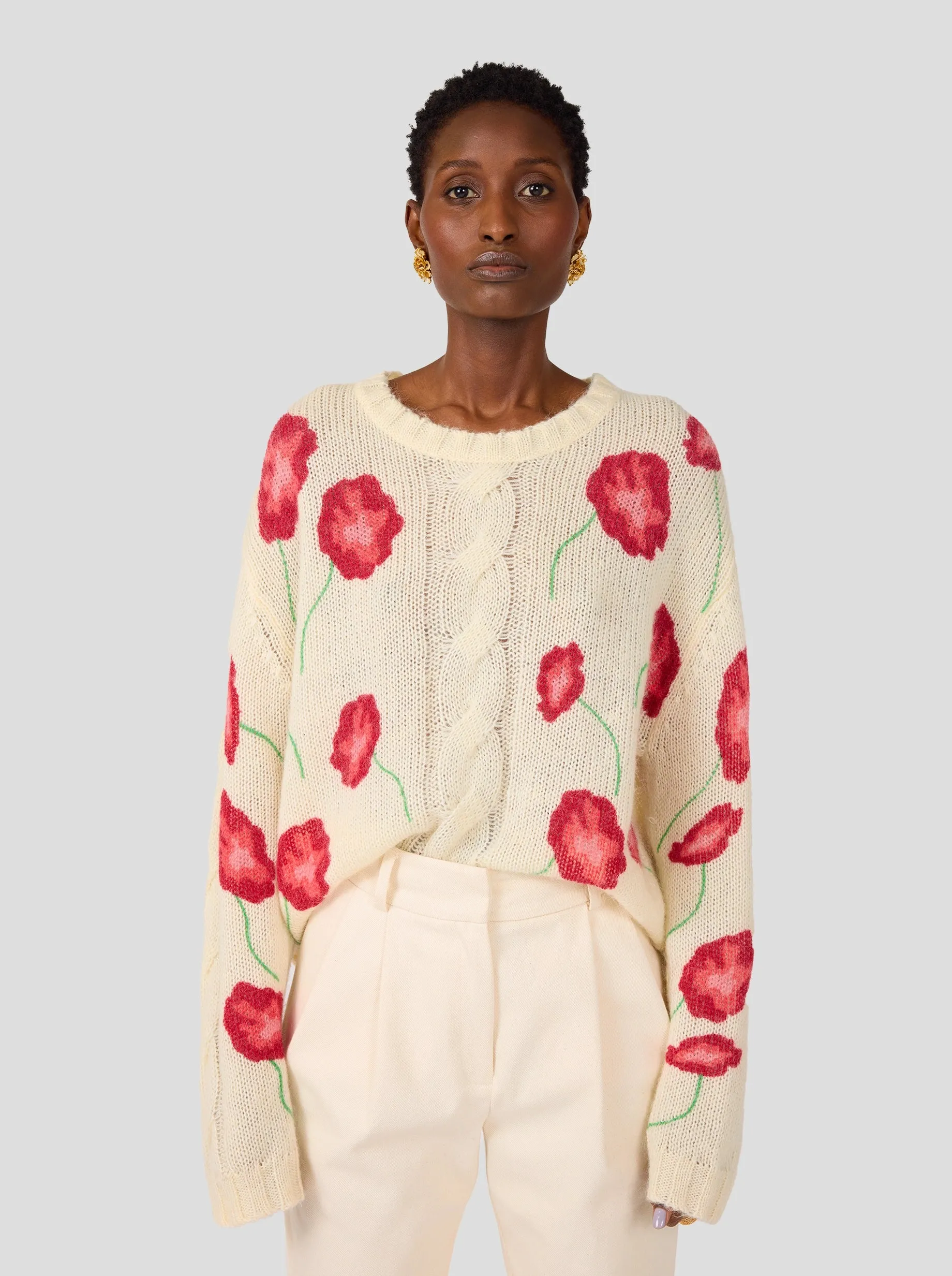 Pull Ellis en maille Poppy blanc