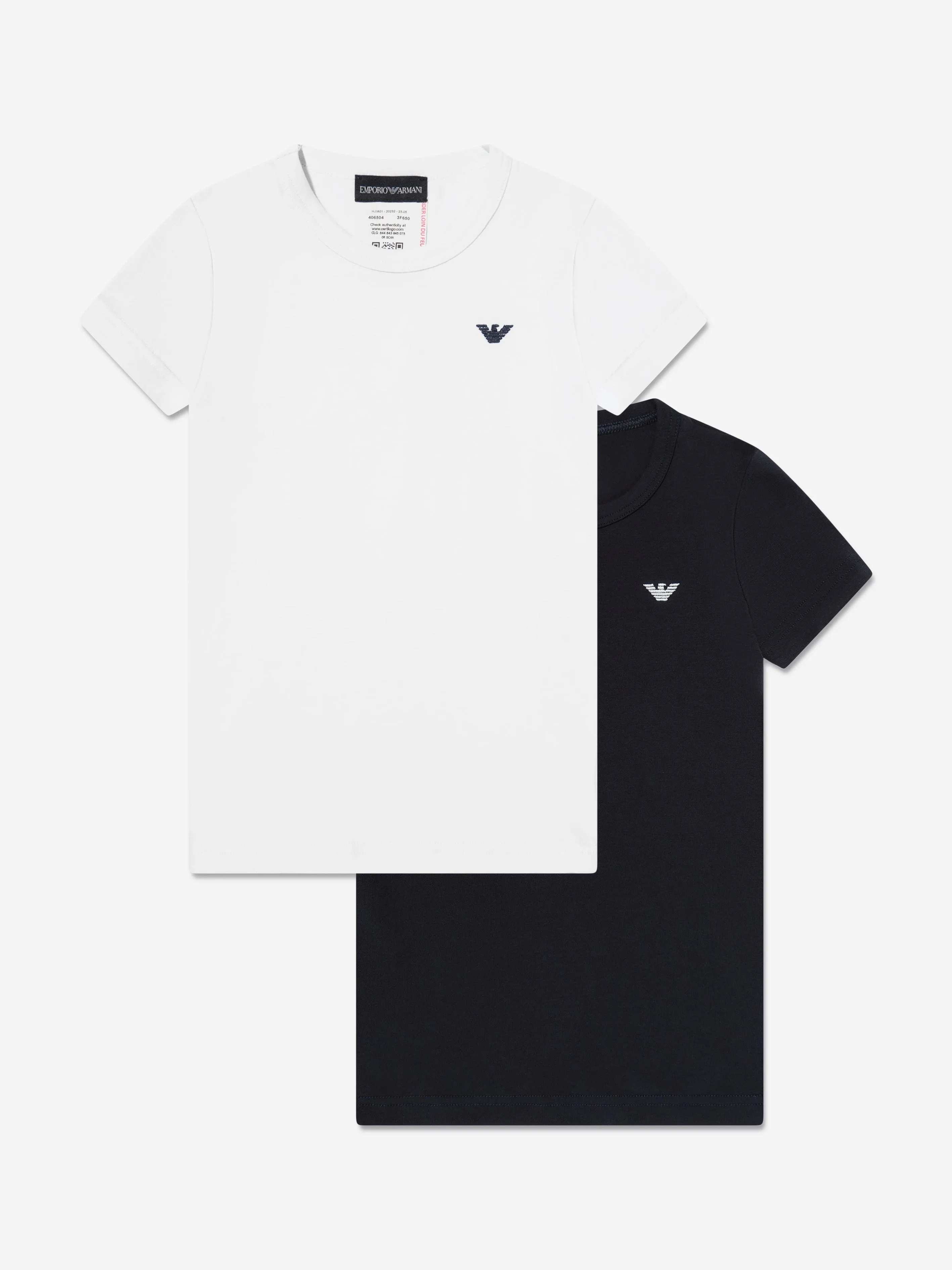 Emporio Armani Ensemble de 2 T-shirts pour Garçons en Bleu Marine