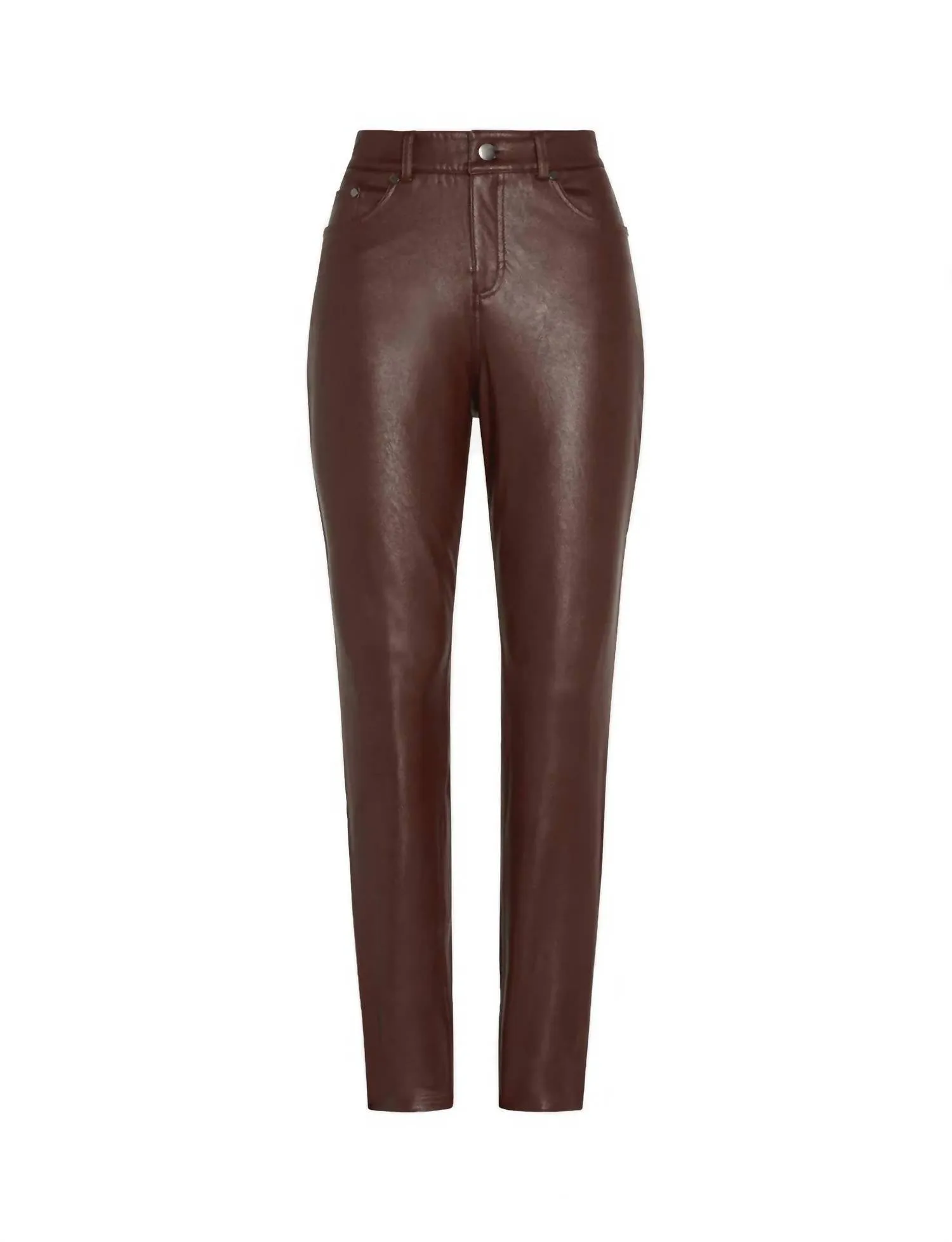 Pantalon en similicuir à cinq poches Slg69 en bordeaux