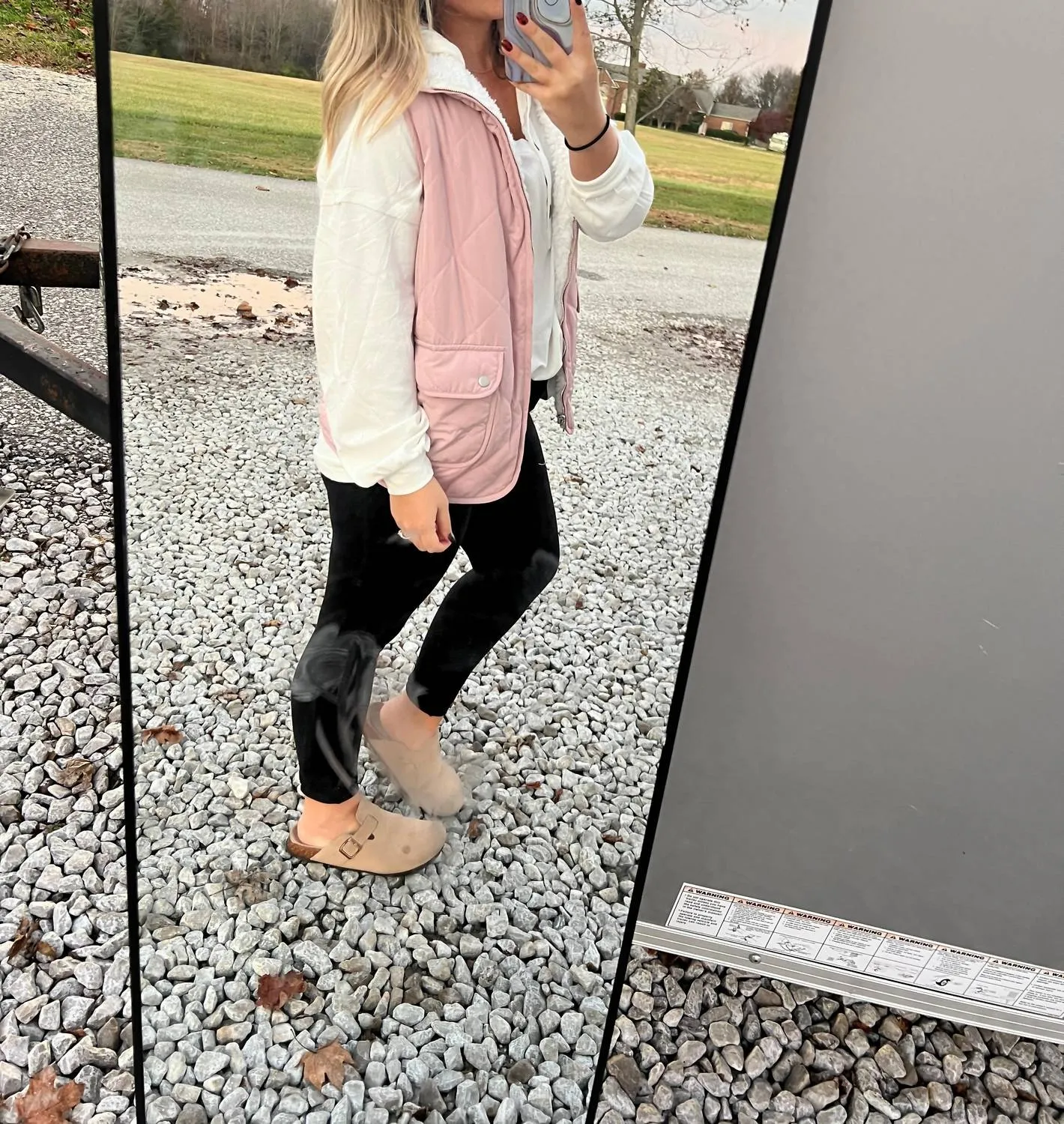 Gilet matelassé doublé polaire en rose