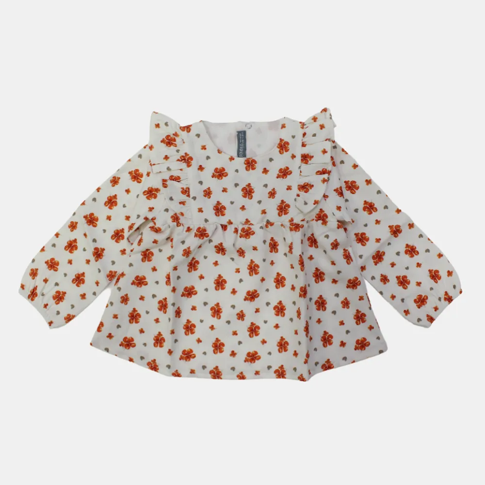Blouse à manches longues à épaules froncées florale