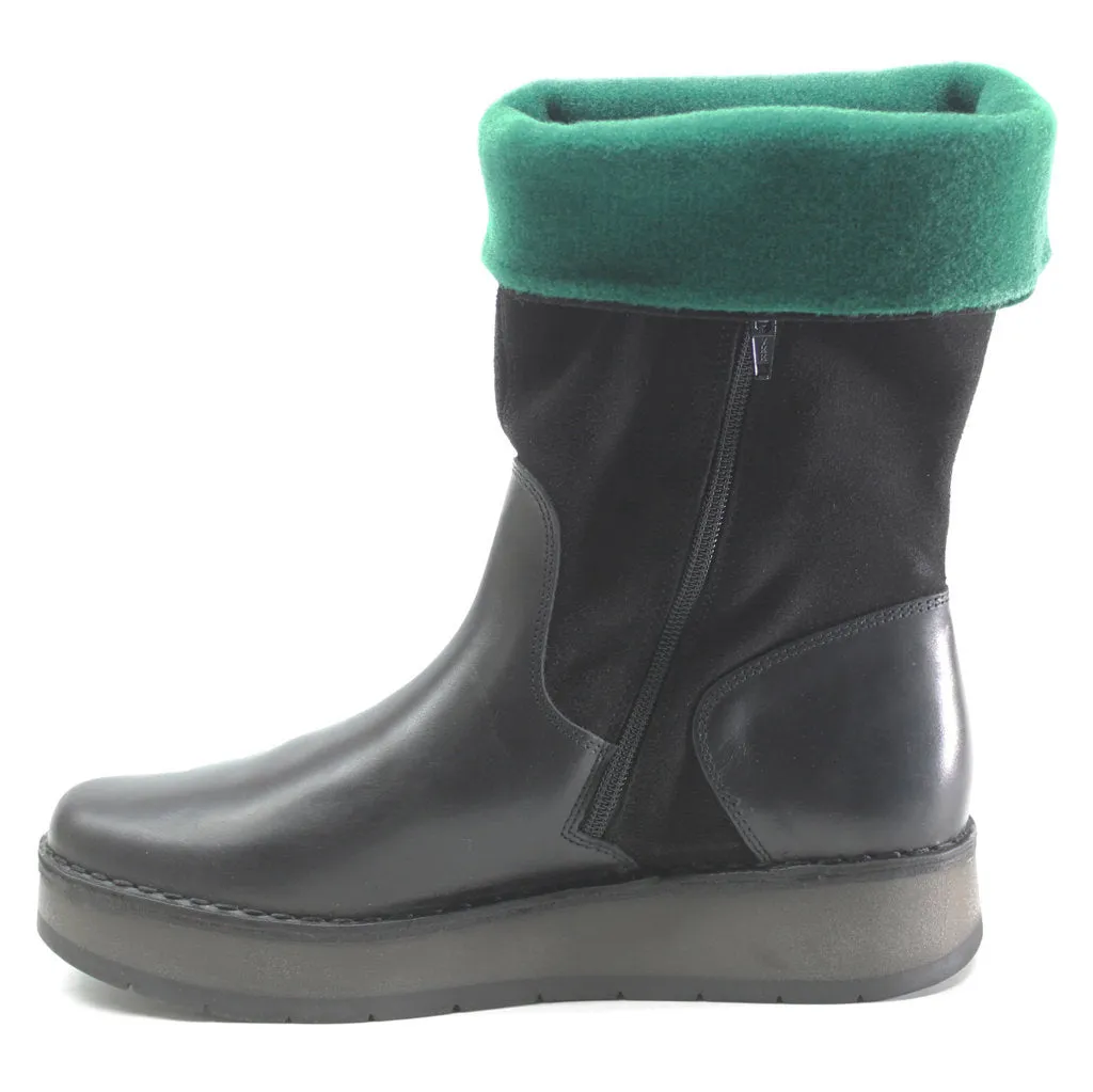 Fly London Rula083Fly Bottes en cuir pour femmes à fermeture éclair mi-mollet