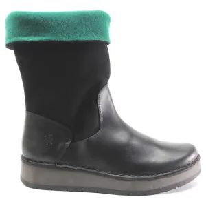 Fly London Rula083Fly Bottes en cuir pour femmes à fermeture éclair mi-mollet