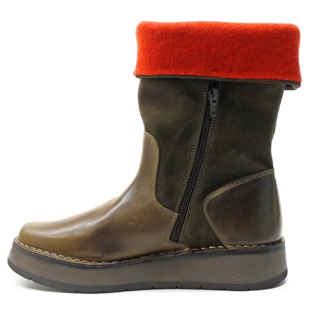 Fly London Rula083Fly Bottes en cuir pour femmes à fermeture éclair mi-mollet