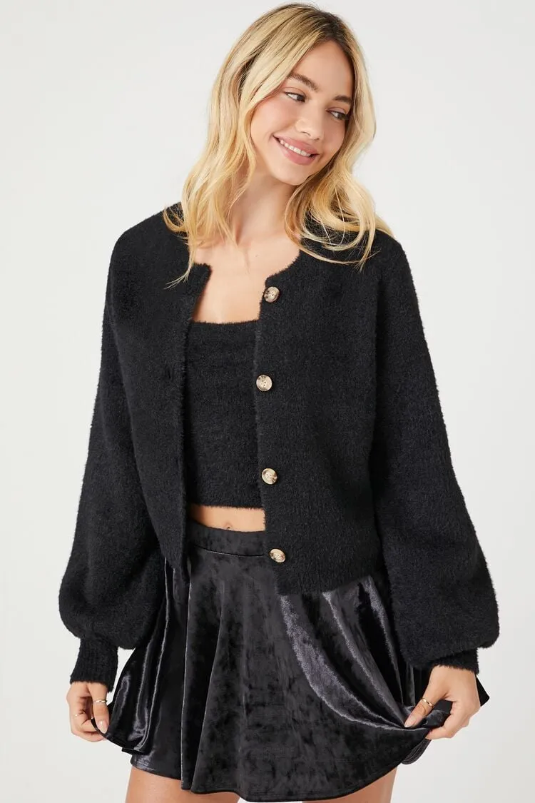 Forever 21 Ensemble de Cardigan en Tricot Doux pour Femme Noir Forever 21