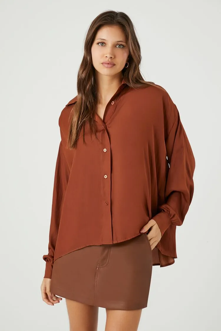 Forever 21 Chemise à Volants Plissés pour Femme Rouille Forever 21