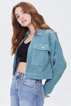 Veste courte en velours côtelé à fermeture éclair pour femme Forever 21 Patina
