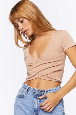 T-shirt court croisé pour femme Forever 21 Walnut