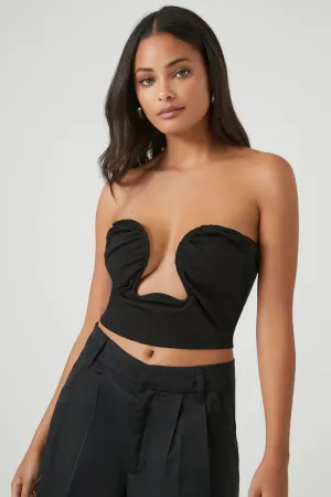 Forever 21 Haut tubulaire court échancré pour femme Noir Forever 21