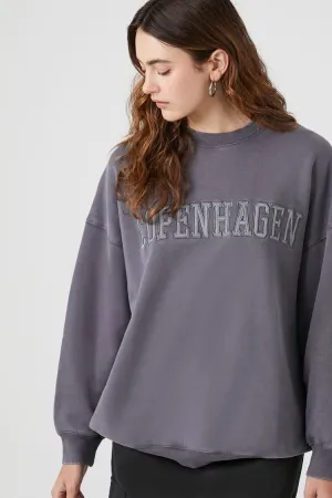 Forever 21 Pull Femme Brodé Copenhague Charbon/Multicolore Forever 21