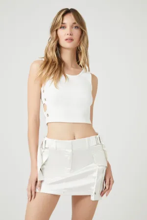 Forever 21 Haut de crop en eyelet pour femme Blanc Forever 21