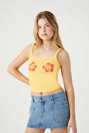 Forever 21 Femme Cami Court à Motif Fleuri Jaune/Multicolore Forever 21