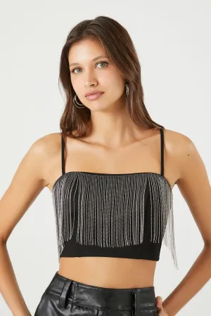 Forever 21 Femme Cami Court à Franges Noir Forever 21