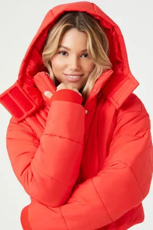 Veste matelassée à capuche courte pour femme Forever 21 Rouge Forever 21