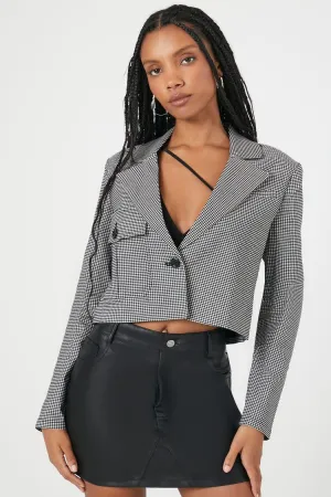Forever 21 Veste cropped en jacquard à carreaux noir et blanc pour femme Forever 21