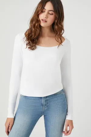 Forever 21 Haut Femme à Manches Longues avec Dentelle Blanc Forever 21