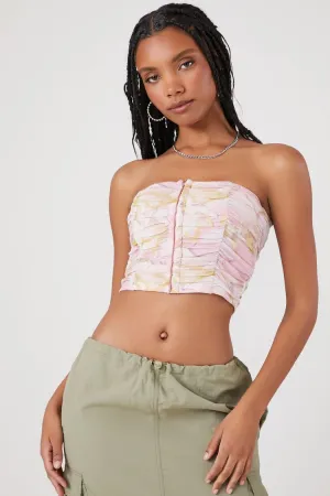 Forever 21 Haut tubine court imprimé marbre pour femme Rose clair/Multicolore Forever 21
