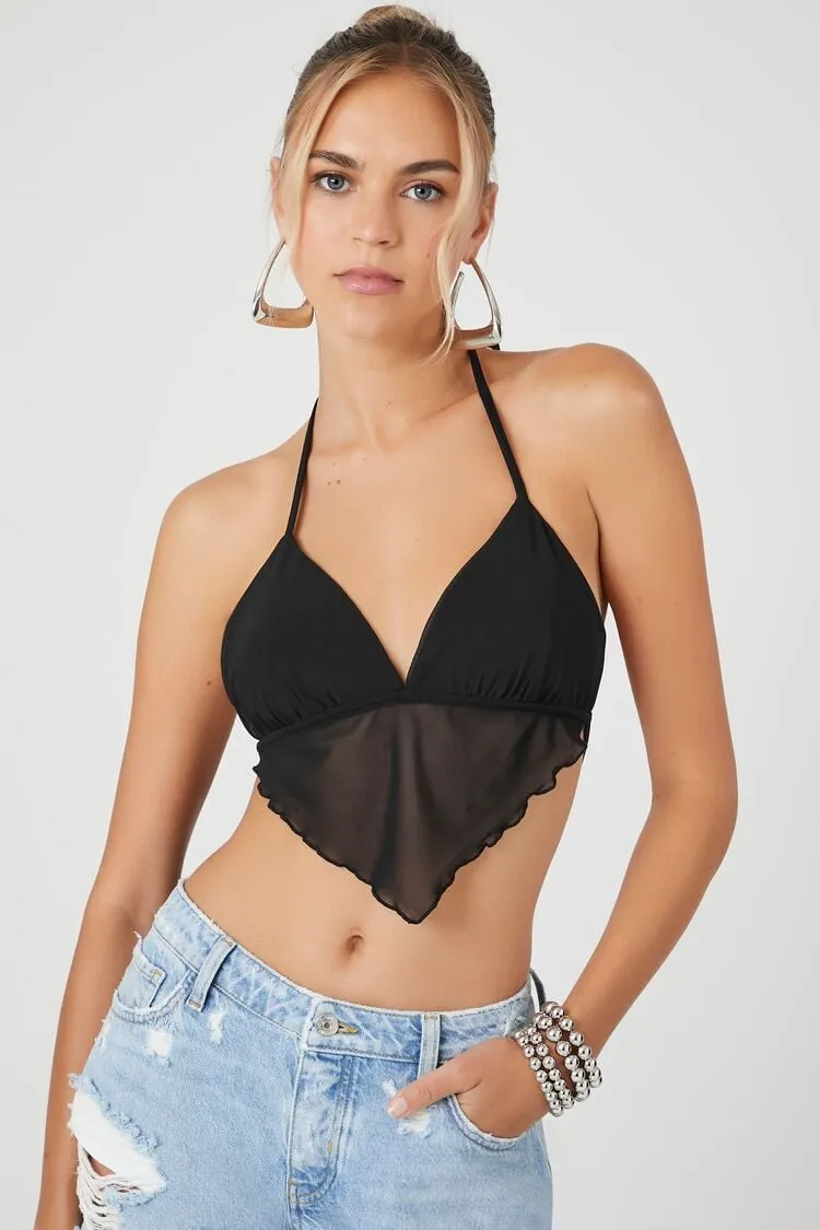 Forever 21 Haut de bikini pour femmes en maille avec dos nu noir Forever 21