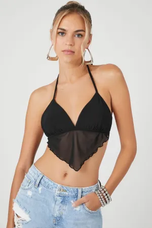 Forever 21 Haut de bikini pour femmes en maille avec dos nu noir Forever 21